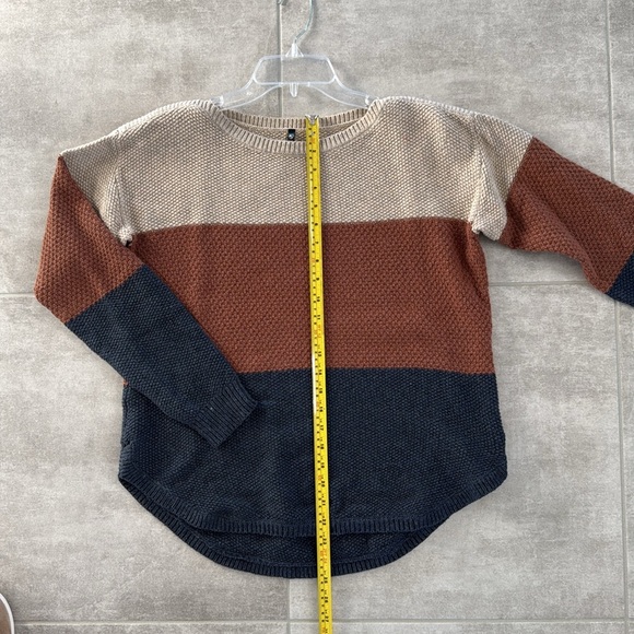 KUHL Bella Stripe Merino Wool Blend Knit Sweater-Blue/Brown/Tan- M - Picture 10 of 12